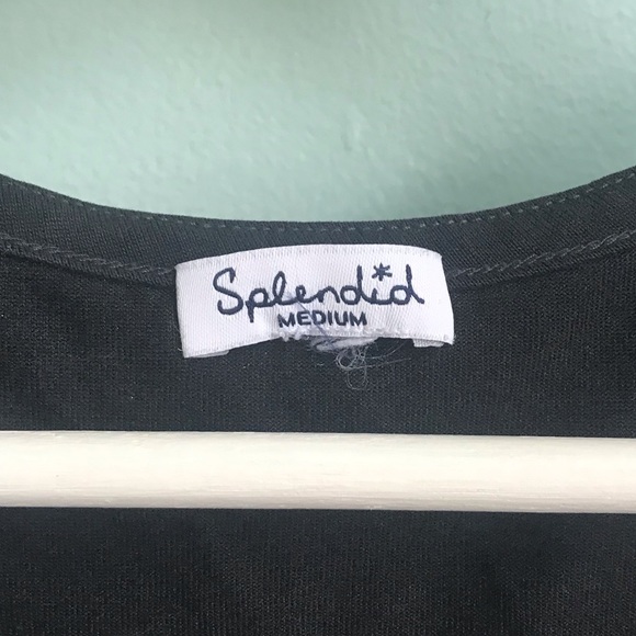 Splendid Black Sandwash Jersey Cross Front Tank - Picture 5 of 6